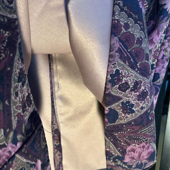 Vintage '90s Karin Stevens Purple Floral Paisley Career A-Line Maxi Skirt 16 - Picture 7 of 8